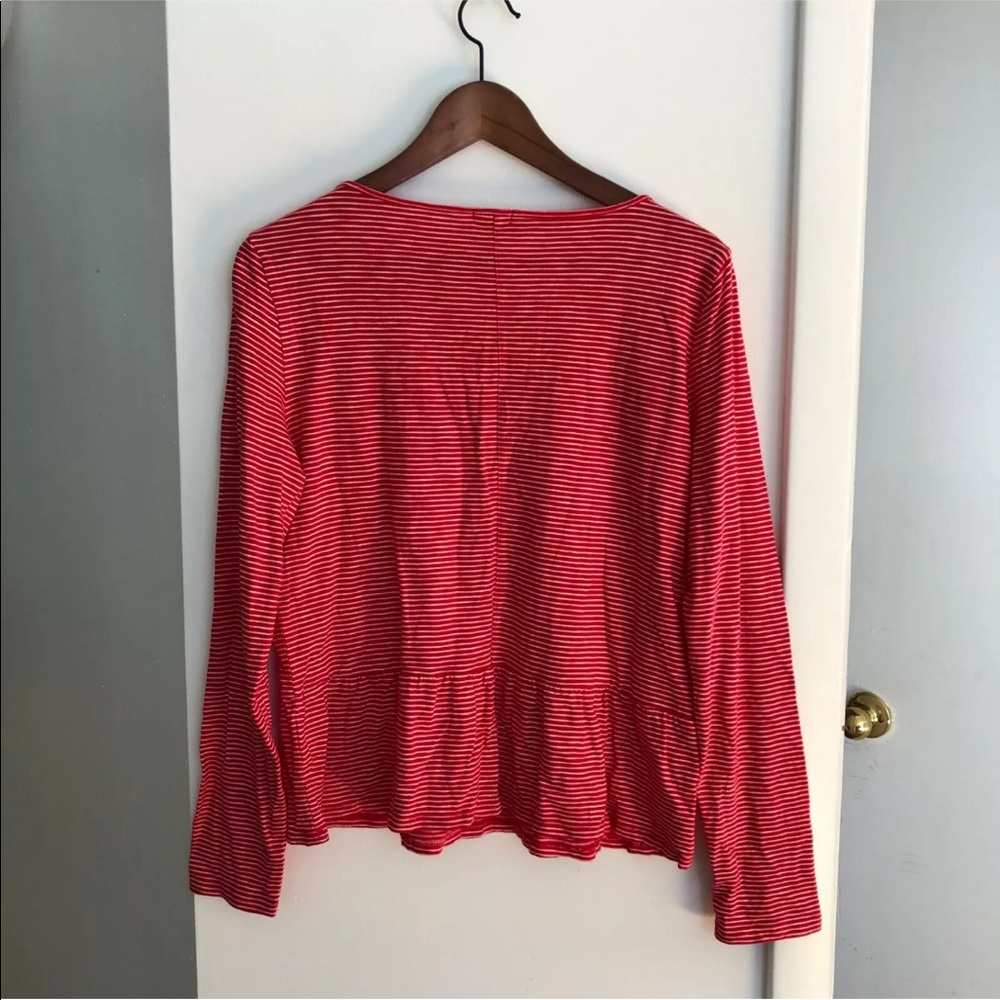 J crew striped peplum long sleeve top red white m medium - Picture 9 of 9